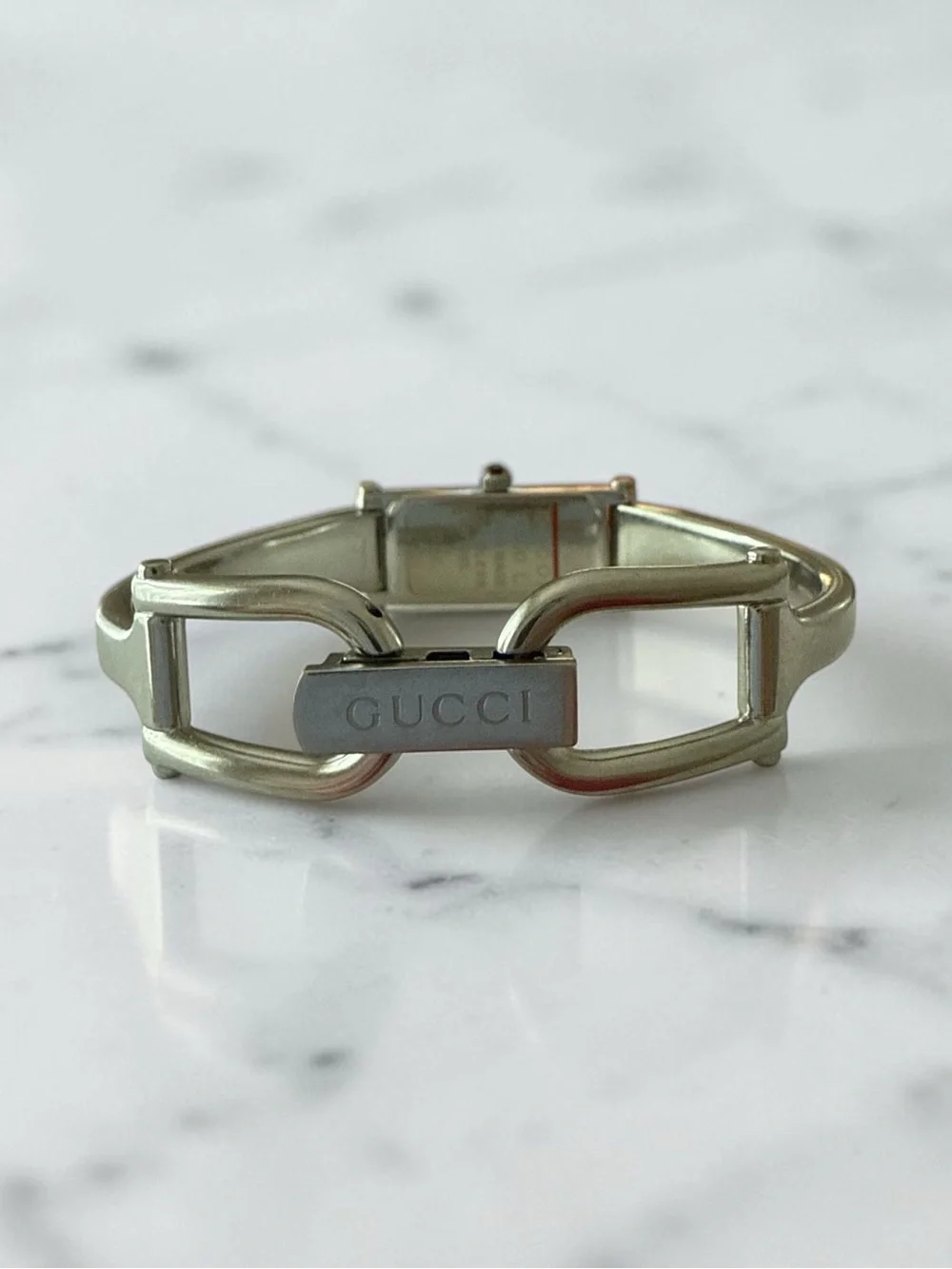 Authentic Vintage Gucci 1500L Women's Bangle Watch in silver-tone stainless stee